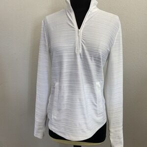 New Women's Small TOMMY BAHAMA 1/4‎ Zip Golf Tennis Jacket Textured White UPF 50